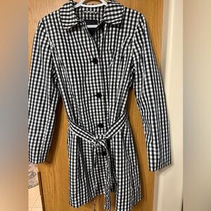 Talbots Woman’s Gingham Trench Coat Water Resistant Size 8